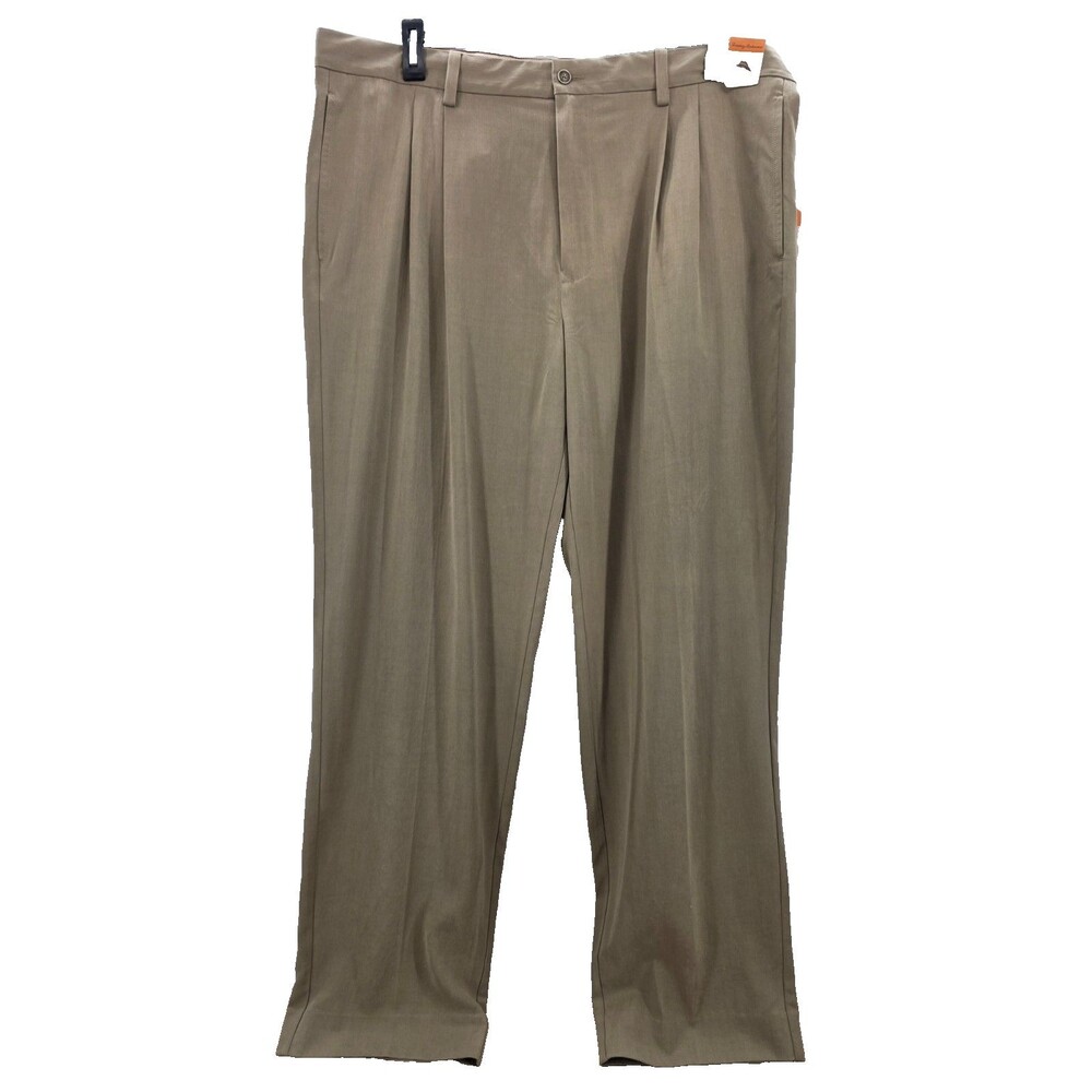 Tommy Bahama Silk Pants Grayston Sisal Beige Pleated T1513 New 40x32